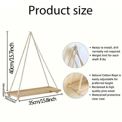 Hanging Wooden Swing Shelf